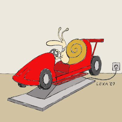 Cartoon: Rennschnecke (medium) by lexatoons tagged auto,schnecke,rennen,raserei,geschwindigkeit