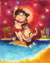 Cartoon: on a coconut island (small) by siobhan gately tagged sea music island love couple night romantic