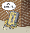 Cartoon: ... (small) by Tobias Wieland tagged kassette obdachlos arbeitslos mauer tape penner spende