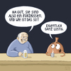 Cartoon: Zufällige Begegnung (small) by Tobias Wieland tagged kneipe,bar,lustig,furzkissen,bier,kaffee,tresen,humor,scherzartikel