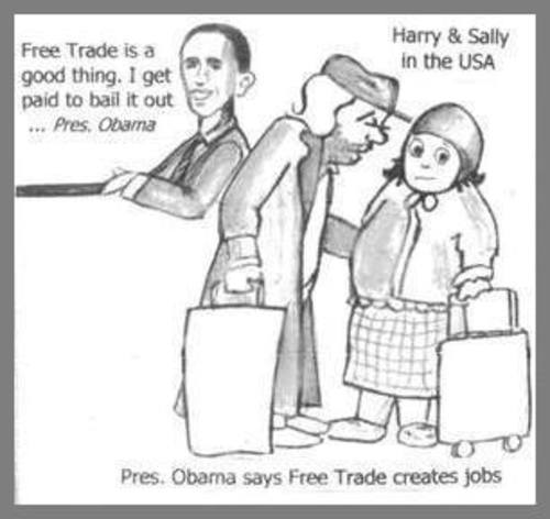 Cartoon: Pres Obama job bill ? (medium) by ray-tapajna tagged pres,obama,free,trade,jobless,underclass,working,poor,homeless,economic,crisis