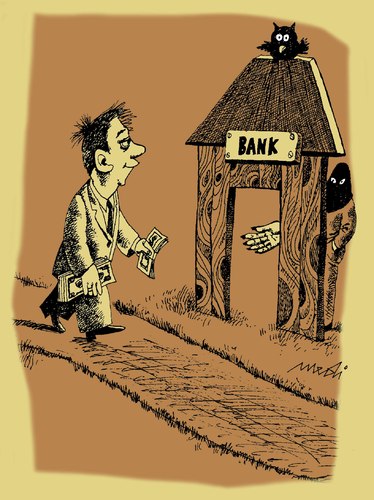 Cartoon: bank (medium) by Medi Belortaja tagged despoiler,bank