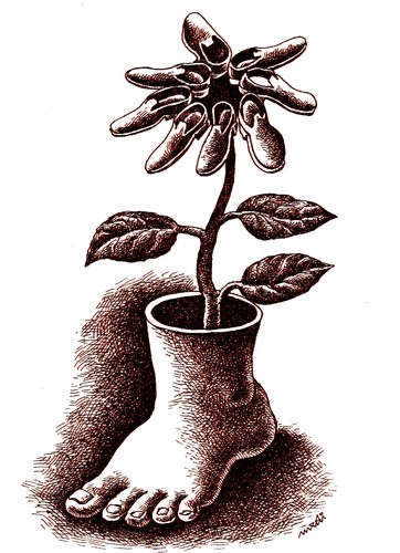 Cartoon: flower of sacrifices (medium) by Medi Belortaja tagged legs,leg,flowerpot,foot,shoes,shoe,flower