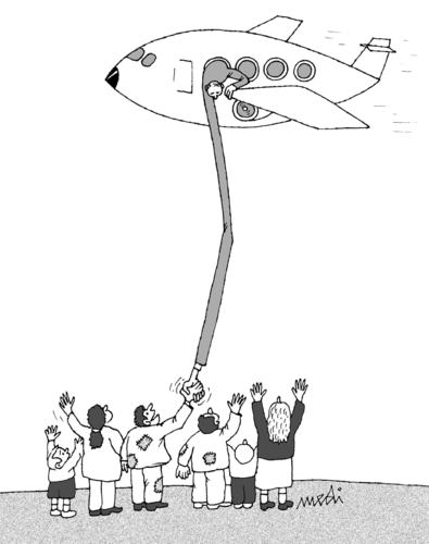 Cartoon: Helping Hand (medium) by Medi Belortaja tagged poor,peoples,traveling,plane,hypocrisy,hand,helping,poverty
