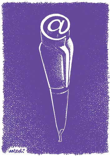 Cartoon: modern pen (medium) by Medi Belortaja tagged writing,writer,email,internet,pen,modern