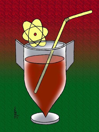 Cartoon: nuclear fresh drink (medium) by Medi Belortaja tagged drink,fresh,nuclear,missile,bomb,glass,atom