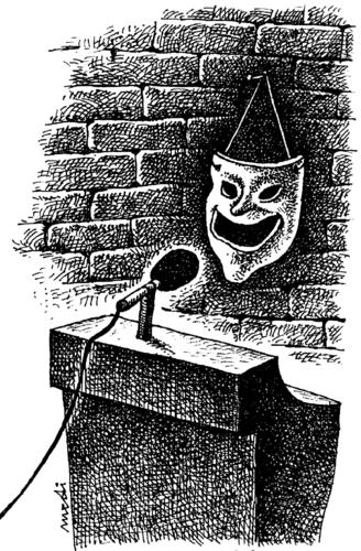 Cartoon: political speech (medium) by Medi Belortaja tagged mask,speech,political