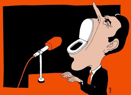 Cartoon: political speech (medium) by Medi Belortaja tagged politicians,political,mouth,meeting,lashing,toiled,speech