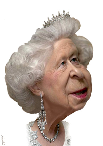 Cartoon: Queen Elisabeth II (medium) by Medi Belortaja tagged kingdom,united,anniversary,60th,england,ii,elisabeth,queen
