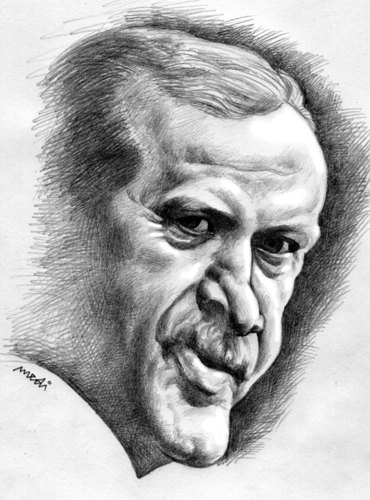 Cartoon: Recep Tayyip Erdogan (medium) by Medi Belortaja tagged erdogan,tayyip,recep