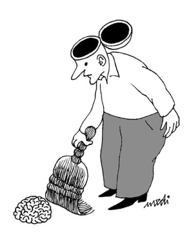 Cartoon: brain redundant (medium) by Medi Belortaja tagged redundant,brain,scavenger,broom