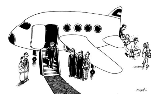 Cartoon: Vip and people descending (medium) by Medi Belortaja tagged plane,descending,people,vip,aiport