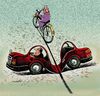 Cartoon: strong bike (small) by Medi Belortaja tagged strong bike bicycles car accident humor