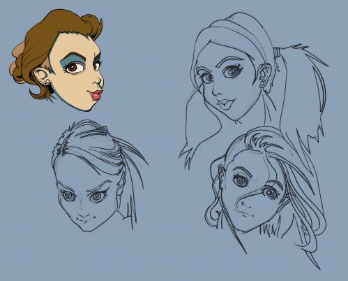 cartoon girl face. Cartoon: Manga Head Studies