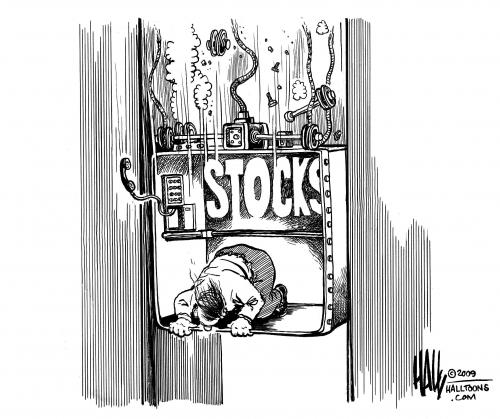 Cartoon: No Bottom (medium) by halltoons tagged stock,market,stocks,trade,economy