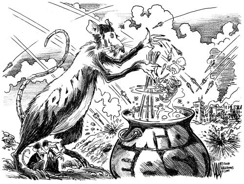 Cartoon: Stir The Pot (medium) by halltoons tagged mideast,iran,israel,palestine,gaza