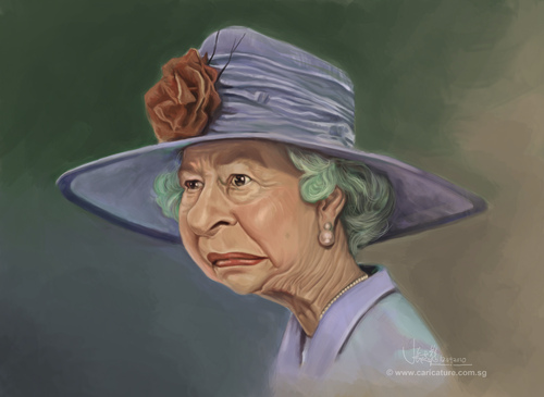 Cartoon: Queen Elizabeth II caricature (medium) by jit tagged queen,elizabeth,ii,caricature