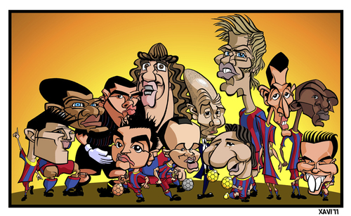 Cartoon FC Barcelona 2011 medium by Xavi tagged cartooncaricature 