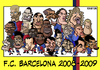 Cartoon: FC Barcelona 2008-2009 (small) by Xavi dibuixant tagged barcelona 2009 football caricature messi etoo henry iniesta fc soccer