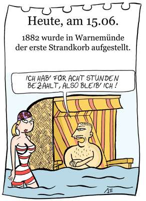 Cartoon: 15. Juni (medium) by chronicartoons tagged strandkorb,ostsee,meer,sommer,warnemünde,cartoon