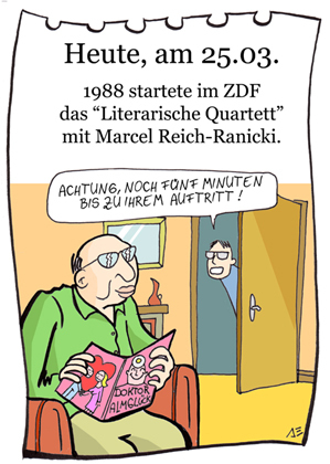 Cartoon: 25. März (medium) by chronicartoons tagged reich,ranicki,literatur,fernsehen,quartett,buch,chronicartoon