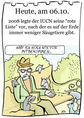 Cartoon: 6. Oktober (medium) by chronicartoons tagged iucn,sägetiere,ratte,taube,park,cartoon