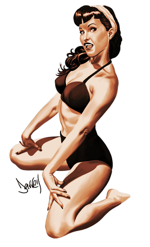 Cartoon Betty Page medium by Darrell tagged pinupmodel