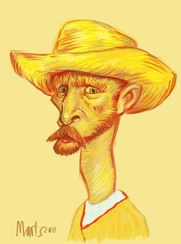 Vincent Van Gogh By Martynas Juchnevicius | Famous People Cartoon