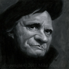 Cartoon: Mikey_The Man In Black (small) by mikeyzart tagged johnny cash the man in black caricature painting humorous illustration portrait and white