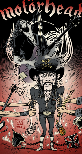 Cartoon: Motörhead Lemmy ist tot (medium) by Schwarwel tagged motörhead,lemmy,kilmister,ist,tot,legende,rocklegende,musik,sänger,motörhead,lemmy,kilmister,ist,tot,legende,rocklegende,musik,sänger