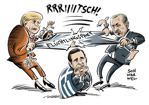 Cartoon: Wackliger Flüchtlingspakt (medium) by Schwarwel tagged wackliger,flüchtlingspakt,flüchtlinge,geflüchtete,flüchtlingskrise,flüchtlingspolitik,türkei,erdogan,friechenland,merkel,karikatur,schwarwel,wackliger,flüchtlingspakt,flüchtlinge,geflüchtete,flüchtlingskrise,flüchtlingspolitik,türkei,erdogan,friechenland,merkel,karikatur,schwarwel