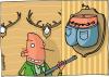 Cartoon: Arschgeweih (small) by Josef Schewe tagged tattoo trophäe jäger mann gewehr gun deer hunter geweih hirsch animal tier 