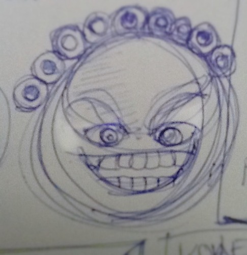 Cartoon: Kritzel (medium) by manfredw tagged face,grinsen,gesicht,kritzeln,schminke,augen,locken