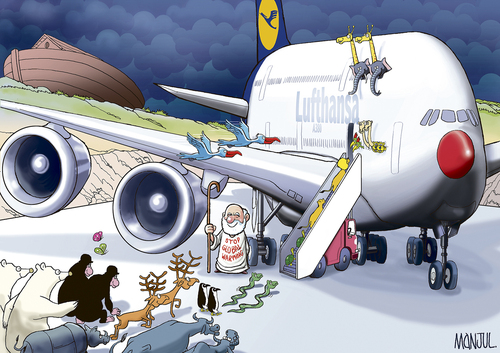 Cartoon: A380 Airbus (medium) by toonpool com tagged 380,lufthansa,airbus,manjul