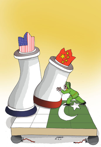 Cartoon: US and Pakistan (medium) by Shahid Atiq tagged pakistan,and,us