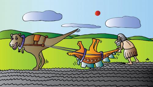 Cartoon: Agriculture (medium) by Alexei Talimonov tagged agriculture,farming,stoneage,dinosaur