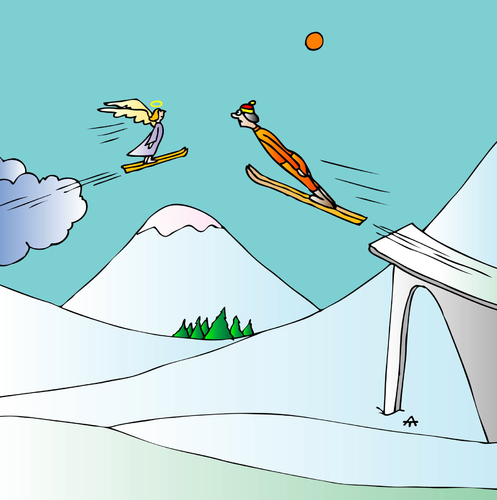 Cartoon: Angel (medium) by Alexei Talimonov tagged snow,winter,skiing,angel,olympics