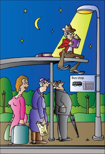 Cartoon: Bus Stop (medium) by Alexei Talimonov tagged book,fair,books,literature,author
