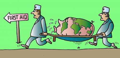 Cartoon: First Aid (medium) by Alexei Talimonov tagged swine,flu