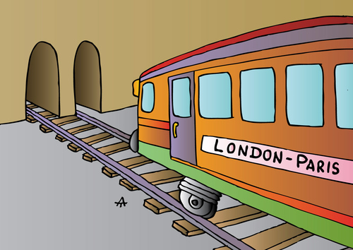 Cartoon: London-Paris (medium) by Alexei Talimonov tagged train,london,