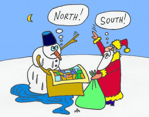 Cartoon: Snowman and Santa (medium) by Alexei Talimonov tagged xmas,santa,claus
