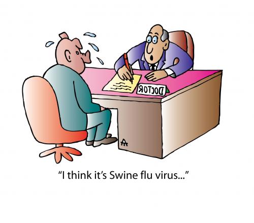 computer virus cartoon. Cartoon: Swine Flu Virus