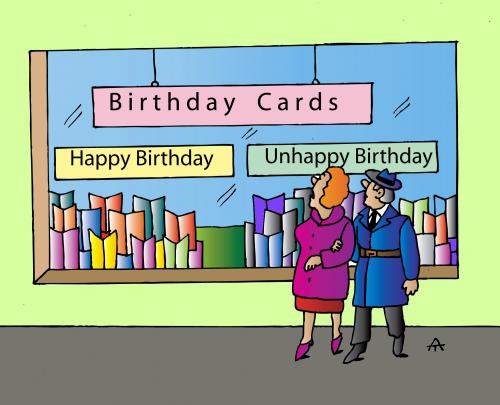 happy birthday cartoon. Cartoon: Unhappy Birthday