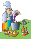 Cartoon: cook and wine (small) by Alexei Talimonov tagged wine cooking restaurant koch cook