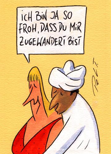 Cartoon: zugewandert (medium) by Peter Thulke tagged zuwanderung,liebe