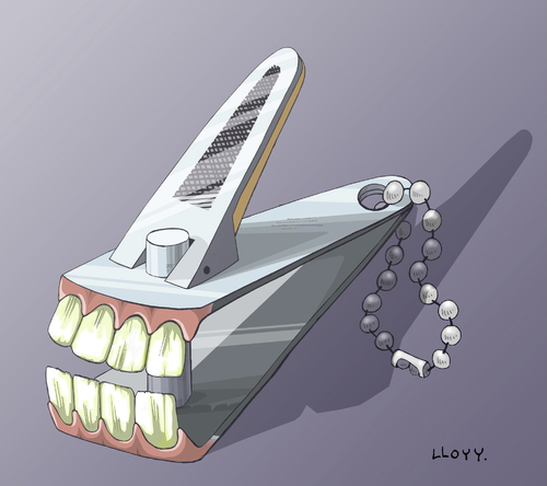 Cartoon: cuts nails universal (medium) by lloyy tagged nails,absurdo,humor