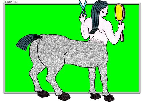 Cartoon: Hairstyle (medium) by srba tagged centaurs,hairstyle