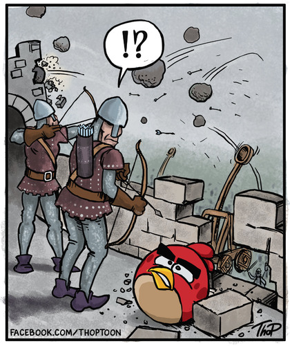 Cartoon: Angry Middle Ages (medium) by thopman tagged angry,birds,cartoon,singlepanel,middleages
