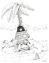 Cartoon: Flaschenpost (small) by Christian BOB Born tagged insel einsam gestrandet flaschenpost geduld psychologie warten palme meer