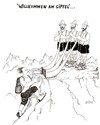 Cartoon: Welcome (small) by Christian BOB Born tagged berge,klettern,gipfel,alpen,sport,albtraumhörner